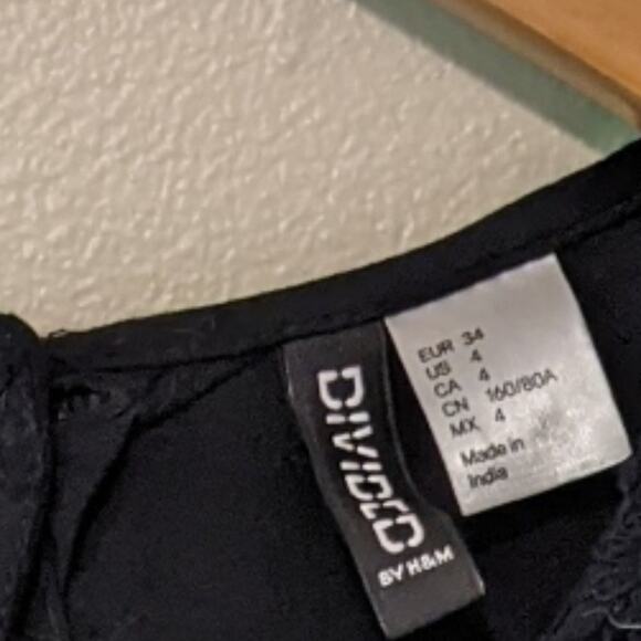 H&M Black Floral Crochet Lace Top Sleeveless Scoop Neck Crop Boho Festival 4 - Picture 3 of 5